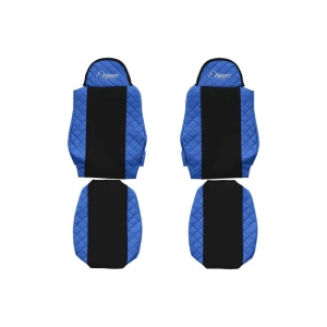 Set 2 huse scaun camion F-Core, Piele-ECO, pentru MAN TGA, TGL, TGM, Albastru/ Negru