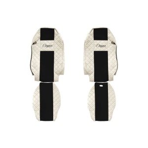 Set 2 huse scaun camion F-Core, Piele-ECO, pentru MERCEDES ACTROS MP2 / MP3, Bej/ Negru, 2002