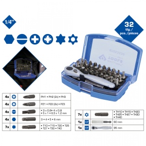 SET BITI CU CLICHET REVERSIBIL 1/4 - BRILLIANT TOOLS - BT053532