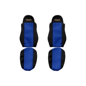 Set huse scaun camion, F-core, Classic, pentru DAF 95 XF, CF 85, LF 45, LF 55, XF 105, XF, Albastru