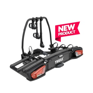 Suport pentru 3 biciclete Thule VeloSpace 3, montare pe cârligul de remorcare, pliabil, rabatabil, 60 kg, 13 pini, negru