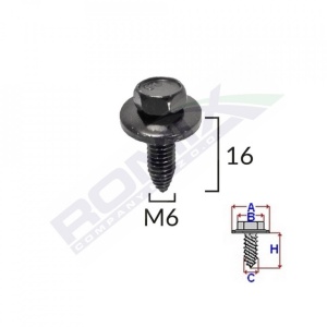 Surub Fixare Bara Protectie Pentru Peugeot, Citroen 6X16Mm Set 5 Buc