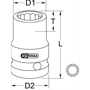 Tubulara de impact 1/2 bihexagonala 30mm scurta