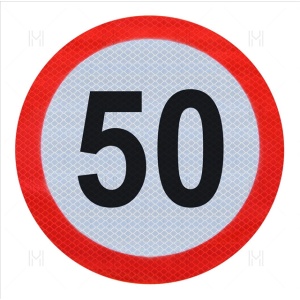 Autocolant limita de viteza 50 km/h MVM VEM033/R, film reflectorizant, clasa I, diametru 200 mm