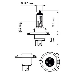 Bec Far H4 60/55W 12V Racing Vision Gt200 (Blister) Philips