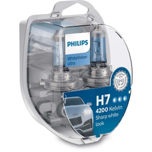 Bec Halogen Philips H7/W5W WhiteVision ultra 12V 55W PX26d - Set 2 Buc