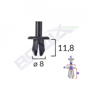 Clips fixare elemente exterioare pentru opel/volvo/vw 8x11.8mm - negru set 25 buc