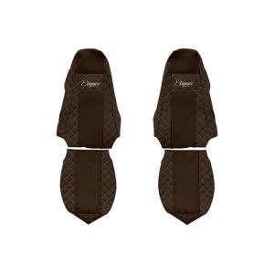 Huse pentru scaune Elegance maro din eco-piele și velours - Compatibil SCANIA