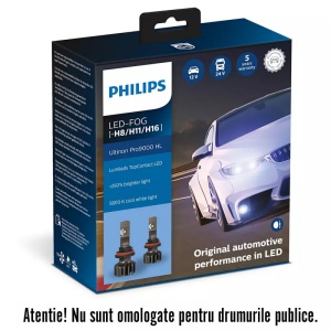 Leduri auto Philips H8/H11/H16 Ultinon Pro9000, 5800 K, 12 / 24 V, 15 W