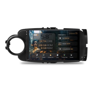 Navigatie HUB64 Toyota Yaris (2010-2018), 8GB RAM, Android 13, Octacore, Slot Sim 4G, DSP, GPS, Wi-FI, Carplay, Android Auto, USB, Bluetooth, Waze, Touchscreen, 9 Inch