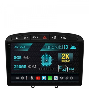 Navigatie Peugeot 308,408 (2008-2013), Android 13, X-Octacore , 8GB RAM , 256GB ROM, 9.5 Inch - AD-BGX9008,AD-BGRKIT265