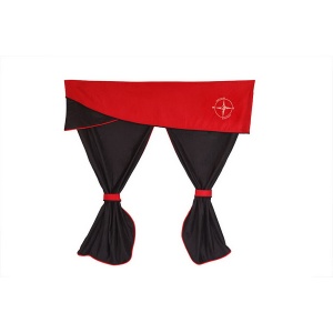 Perdele Cabinei Șoferului ELEGANCE - Set 7 Bucăți Negru/Roșu