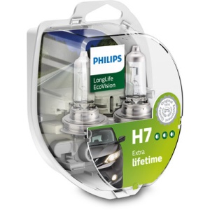 Set 2 Becuri Far H7 55W 12V Long Life Ecovision Philips