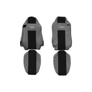 Set 2 huse scaun camion F-Core, Piele-ECO, pentru MAN TGS, TGX, Gri/ Negru, scaune ISRI