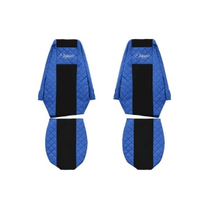 Set 2 huse scaun camion F-Core, Piele-ECO, pentru RENAULT MAGNUM, Albastru/ Negru