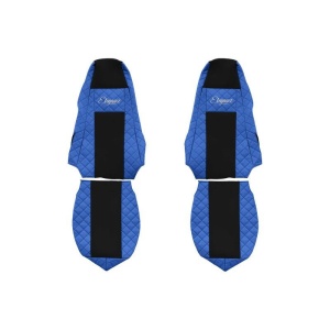 Set 2 huse scaun camion F-Core, Piele-ECO, pentru SCANIA P,G,R,T, Albastru/ Negru