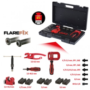 SET BERCUIRE. BORDURARE FLAREFIX 1 UNIVERSAL PENTRU CONDUCTE DE FRANA CU FUS HIDRAULIC. 16 PIESE - KS TOOLS - 122.1290