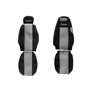 Set huse scaun textil camion compatibile cu SERIA 4 cu tetiere diferite, Gri