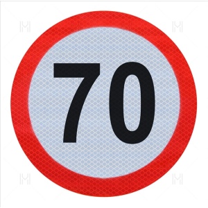 Autocolant limita de viteza 70 km/h MVM VEM035/R, film reflectorizant, clasa I, diametru 200 mm