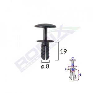 CLIPS FIXARE PENTRU FORD UNIVERSAL - 8X19MM - NEGRU SET 10 BUC