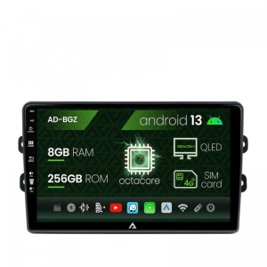 Navigatie Dacia,Renault, Android 13, Z-octacore , 8GB RAM , 256GB ROM, 9 Inch AD-BGZ9008,AD-BGRKIT383