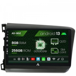 Navigatie Honda Civic (2012-2015), Android 13, Z-Octacore , 8GB RAM , 256GB ROM, 9 Inch - AD-BGZ9008,AD-BGRKIT007