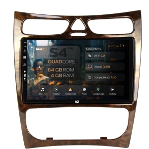 Navigatie HUB64 Benz CLK (W209) (2000-2005), 4GB RAM, Android 13, Quadcore, DSP, GPS, Wi-FI, Carplay, Android Auto, USB, Bluetooth, Waze, Touchscreen, 9 inch
