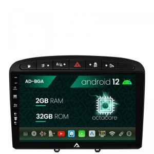 Navigatie Peugeot 308,408 (2008-2013), Android 12, A-Octacore , 2GB RAM , 32GB ROM, 9 Inch - AD-BGA9002,AD-BGRKIT265