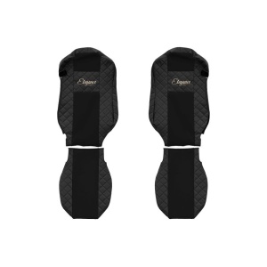 Set 2 huse scaun camion f-core, piele-eco, pentru mercedes actros mp4 / mp5, / negru, scaune standard