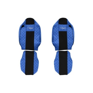 Set 2 huse scaun camion F-Core, Piele-ECO, pentru Renault T, Albastru/ Negru