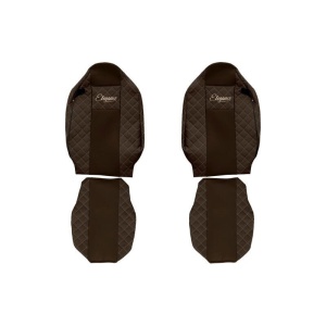 Set 2 huse scaun camion F-Core, Piele-ECO, pentru Renault T, Maro