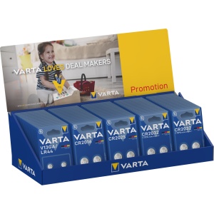 Stand echipat cu microbaterii VARTA - 100 bucati