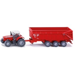 Tractor Massey Ferguson cu remorcă Krampe la scara 1:87
