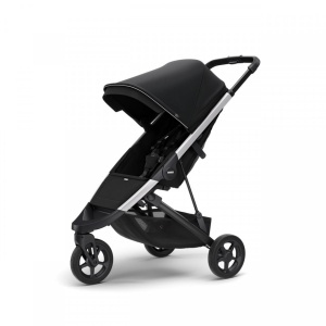 Carucior Thule Spring cu cadru argintiu + Copertina Thule Canopy MINDNIGHT BLACK
