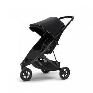 Carucior Thule Spring cu cadru negru + Copertina Thule Canopy MINDNIGHT BLACK