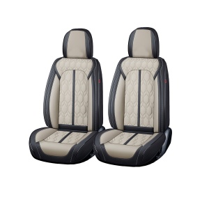 Huse auto premium 5 locuri Carguard Deluxe piele ecologica perforata - negru - crem
