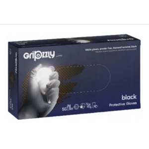 Manusi nitril pentru mecanici, Gripzzly negru, 50 buc/set, Marime M