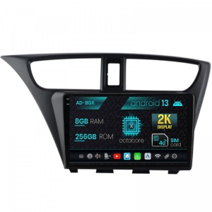 Navigatie Honda Civic Hatchback (2012-2015), Android 13, X-Octacore , 8GB RAM , 256GB ROM, 9.5 Inch - AD-BGX9008,AD-BGRKIT019