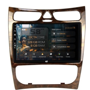 Navigatie HUB64 Benz CLK (W209) (2002-2006), 8GB RAM, Android 13, Octacore, Slot Sim 4G, DSP, GPS, Wi-FI, Carplay, Android Auto, USB, Bluetooth, Waze, Touchscreen, 9 Inch