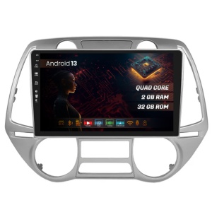 Navigatie HUB64 Hyundai I20 (2008-2012), 2GB RAM, Android 13, GPS, Wi-FI, Carplay, Android Auto, USB, Bluetooth, Radio, Waze, Touchscreen, 9 inch V2