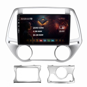 Navigatie HUB64 Hyundai I20 (2012-2014), 4GB RAM, Android 13, Quadcore, DSP, GPS, Wi-FI, Carplay, Android Auto, USB, Bluetooth, Waze, Touchscreen, 9 inch