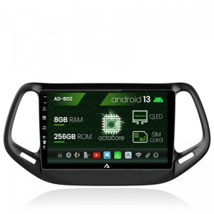 Navigatie Jeep Compass (2016,), Android 13, Z-Octacore , 8GB RAM , 256GB ROM, 9 Inch - AD-BGZ9008,AD-BGRKIT287