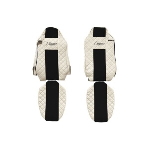 Set 2 huse scaun camion F-Core, Piele-ECO, pentru MAN TGS, TGX, Bej/ Negru, scaune ISRI