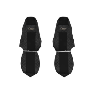 Set 2 huse scaun camion F-Core, Piele-ECO, pentru SCANIA P,G,R,T, Negru - Img 1