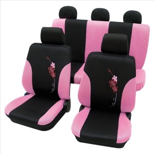 Set Complet Huse Scaune (Fata-Spate) Roz -Flower- Petex