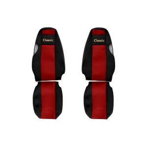 Set huse scaun textil camion compatibile cu SERIA 4 (01.1995-12.2004) cu tetiere integrate, Rosu