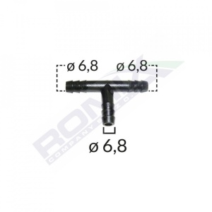 Conector Teu Furtun Conducte Universal 6.8Mm - Negru Set 5 Buc