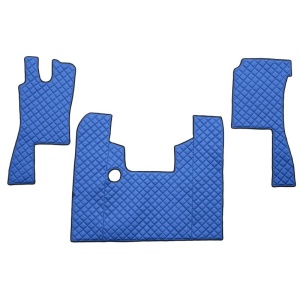 Covorașe pentru camioane F-CORE, set de 3 piese din piele matlasată eko, compatibile cu SCANIA 4, albastru, transmisie manuală