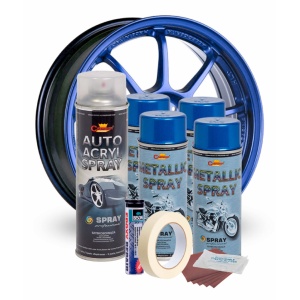 Kit complet reparatie si vopsire jante culoare Albastru Metalizat, V4