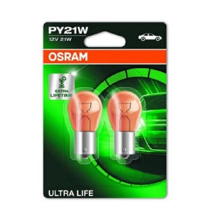 Set 2 Becuri 12V Py21W Ultra Life Blister Osram